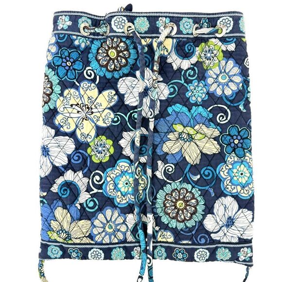 Vera Bradley Backpack Retired Mod Floral Blue Pattern Quilted Cotton Drawstring - Picture 3 of 13